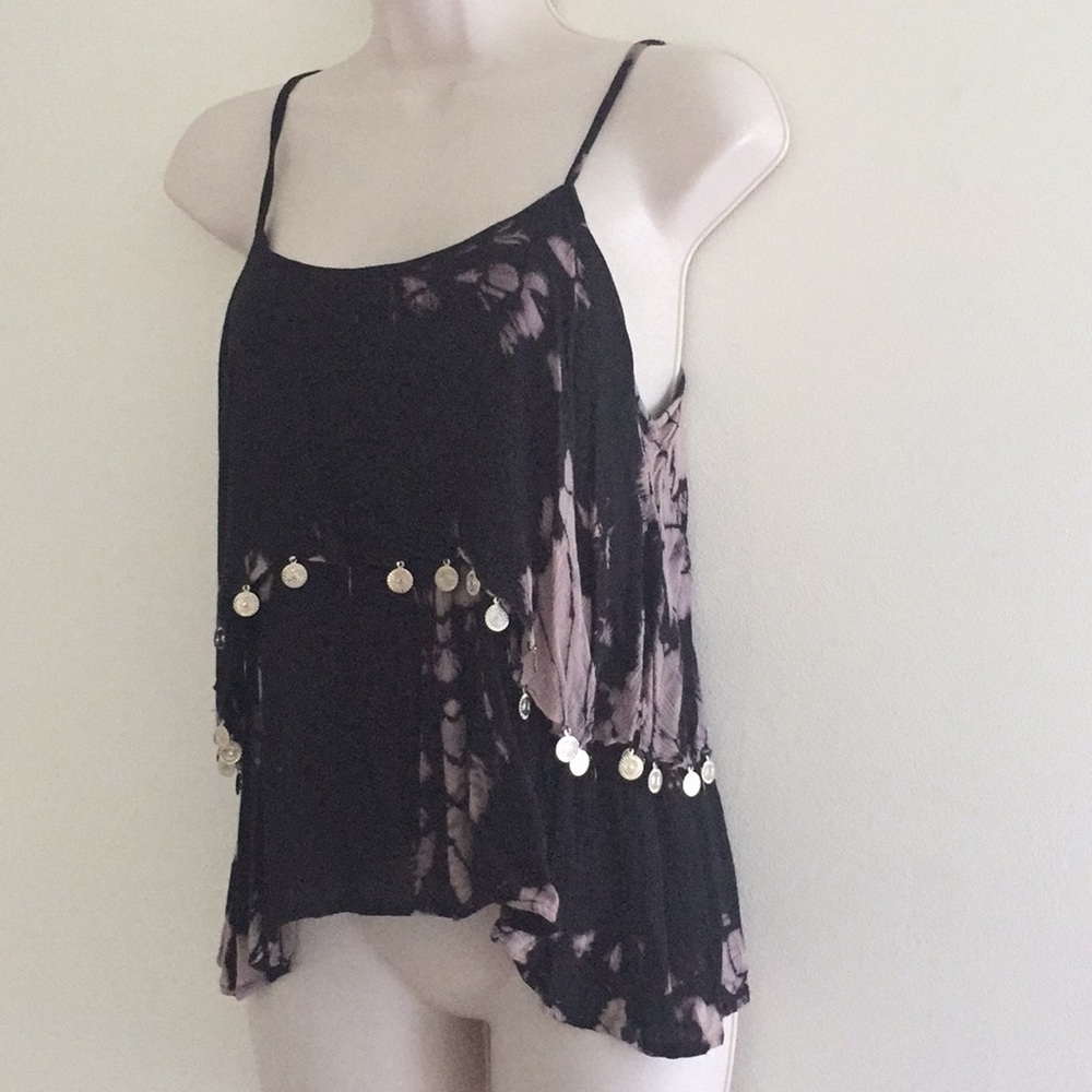 BOOHOO Black & Lavender Tye Dyed Coin Camisole